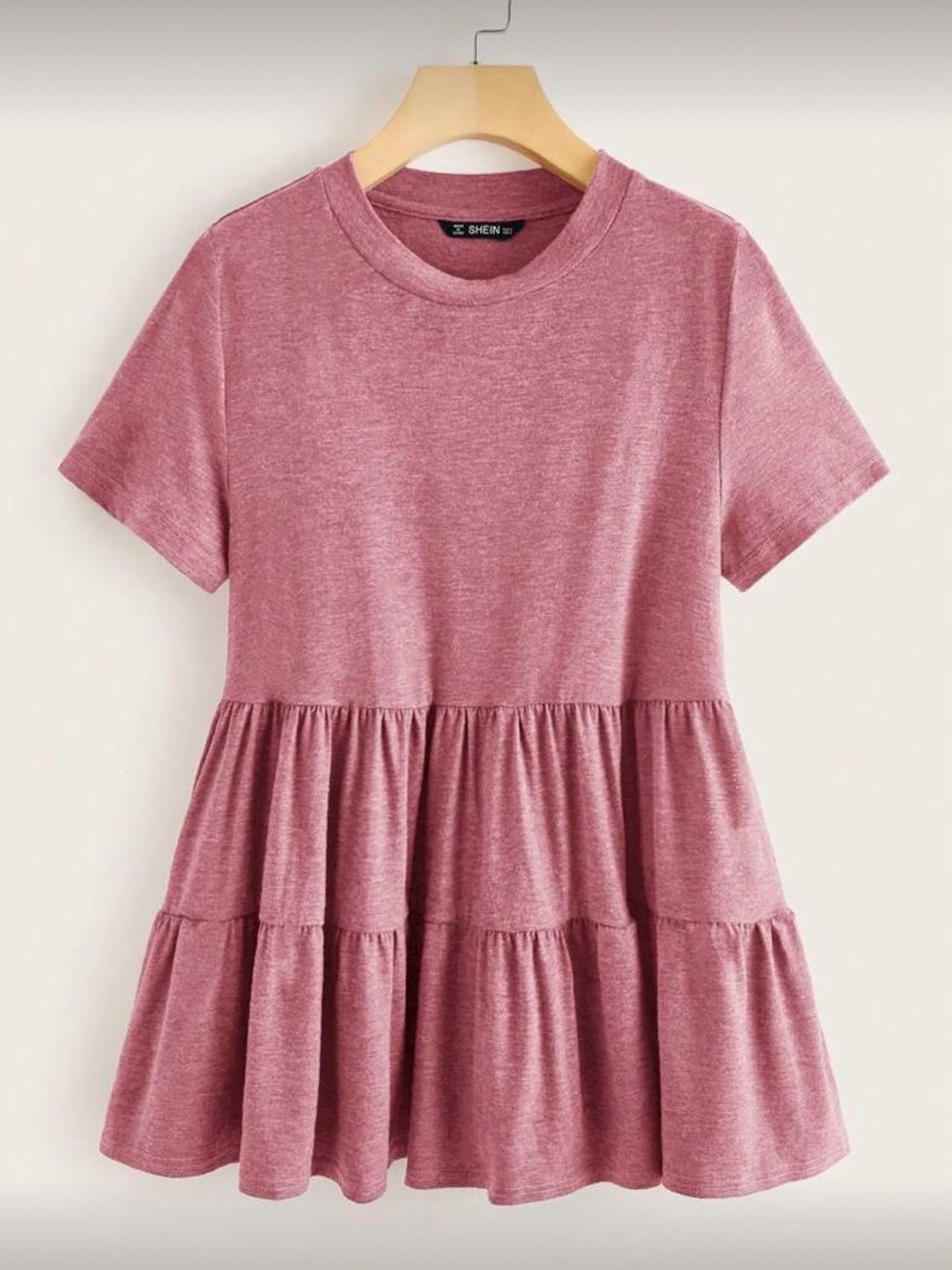 SHEIN Women’s Dusty Rose Tiered Short Sleeve Dress